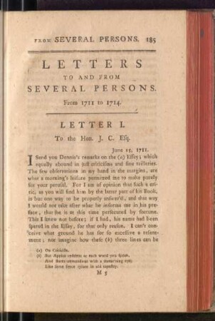 Letters To And From Several Persons. From 1711 to 1714