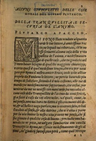 Alcvni Opvscvletti De Le Cose Morali Del Divino Plvtarco, [1]