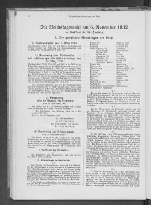 Die Reichstagswahl am 6. November 1932 im Wahlkreis Nr. 34 (Hamburg)
