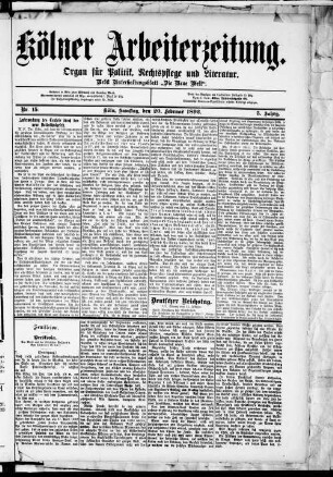 Kölner Arbeiterzeitung. 1888-1892