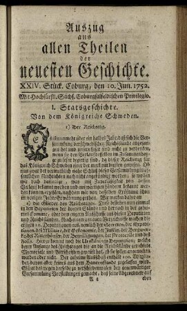 XXIV. Stück. Coburg, den 10. Jun. 1752.