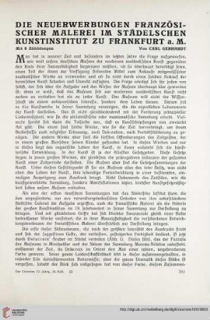 4: Die Neuerwerbungen französischer Malerei im Städelschen Kunstinstitut zu Frankfurt a. M.