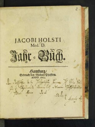Jacobi Holsti Med. D. Jahr-Buch