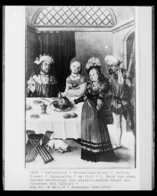 Katharinen-Altar, Innenseite des rechten Altarflügels: Salome mit dem Haupt Johannes des Täufers