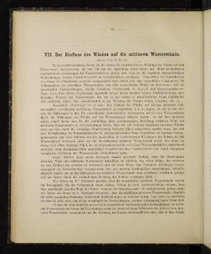 VII. Der Einfluss des Windes auf die mittleren Wasserstände.