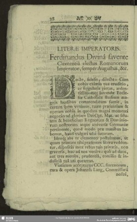 Literae Imperatoris - Käyserliches Schreiben