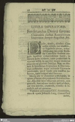Literae Imperatoris - Käyserliches Schreiben