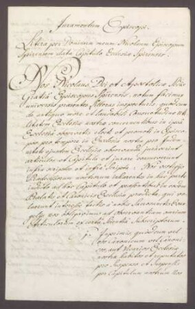 Bischof Nikolaus von Speyer beschwört die Wahlkapitulation des Domkapitels.