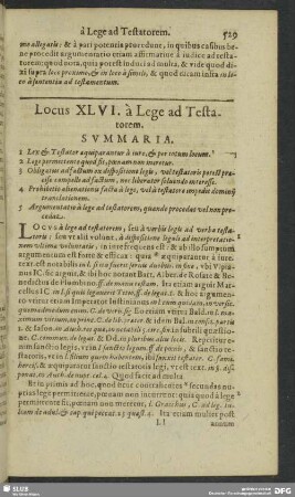 Locus XLVI. à Lege ad Testatorem
