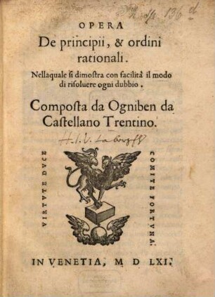 Opera de Principii et ordini rationali
