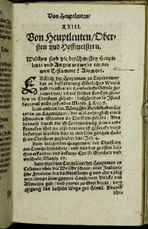 XXIII. Von Heuptleuten/ Obersten und Hoffmeistern.