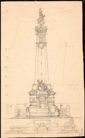 Kriegerdenkmal, Indianapolis: Aufriss und Detail des Sockels