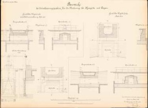 Kanalisierung der Oder Bauwerke des Entwässerungsgrabens, Krappitz-Rogau: Aufsichten, Grundrisse, Schnitte 1:50, 1:20
