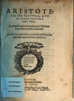 De natura aut de rerum principiis libri VIII