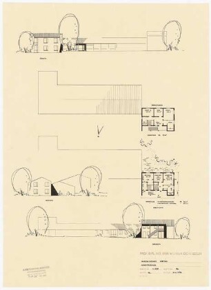 Evangelisches Gemeindezentrum, Herford: Schwesternhaus: Ansicht Nord, West, Süd EG, OG 1:200