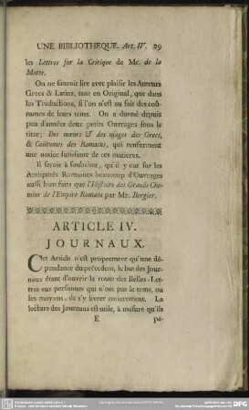Article IV. Journaux