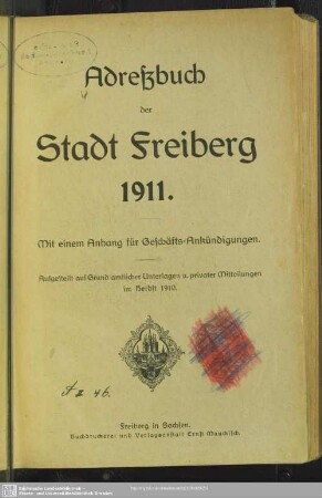 1911: Adreßbuch der Stadt Freiberg