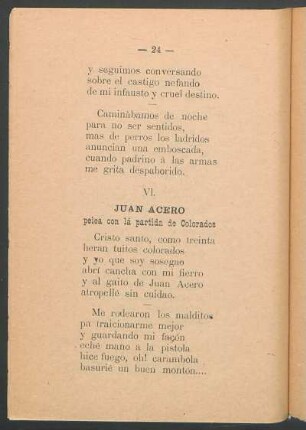 VI. Juan Acero : Pelea con la partida de Colorados