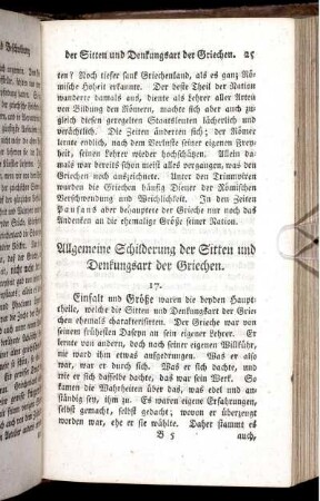 Allgemeine Schilderung der Sitten und Denkungsart der Griechen
