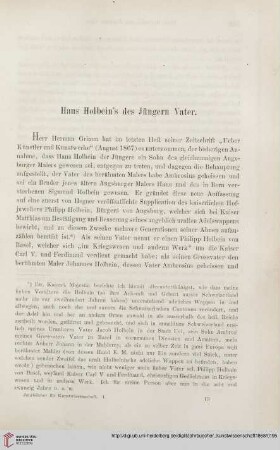 1: Hans Holbein's des Jüngern Vater