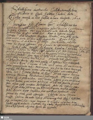 Bl. 227-234v. Secretissima instructio Gallo-Britanno-Bataua. 1620.