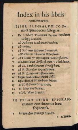 Liber Elegiarum Continet quindecim Elegias.