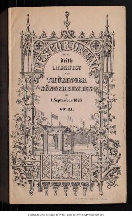 Fest-Ordnung für das dritte Liederfest des Thüringer Sängerbundes am 1. September 1845 in Gotha