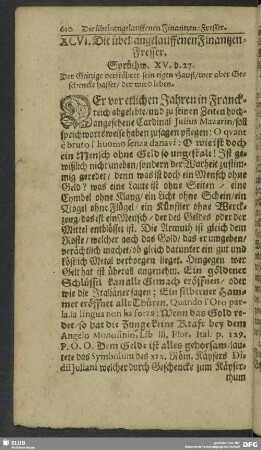 XCVI. Die übel-angelauffenen Finantzen-Fresser