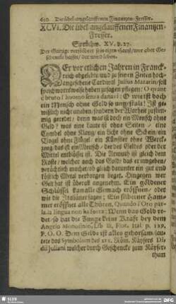 XCVI. Die übel-angelauffenen Finantzen-Fresser