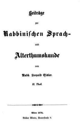 In: Beiträge zur Rabbinischen Sprach- und Alterthumskunde ; Band 2