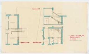 Taubertstraße 13, Berlin-Grunewald Anbau: Grundrisse und Schnitt 1:50