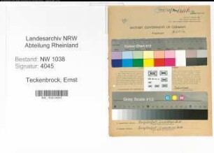 Entnazifizierung Ernst Teckenbrock , geb. 12.04.1891 (Zollbeamter)