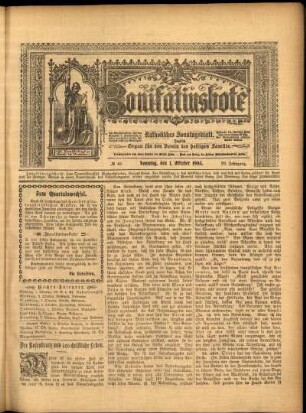 Erste Ausgabe vom Sonntag, den 01. Oktober 1905.