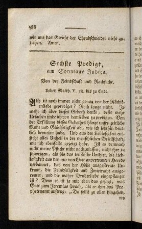 488-505, Sechste Predigt.