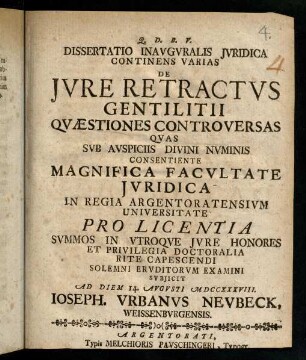 1-24, Dissertatio Inauguralis Juridica