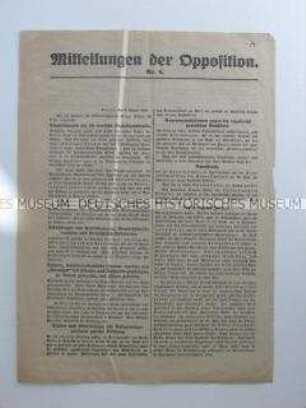 Anti-Kriegsflugblatt der SPD-Opposition