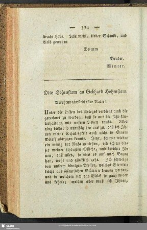 Otto Hohenstam an Gebhard Hohenstam