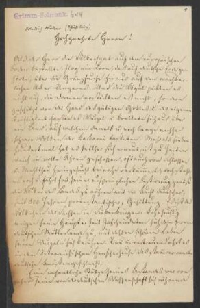 Brief an Jacob Grimm und Wilhelm Grimm (Ansetzungssachtitel von Bearbeiter/in) : 31.08.1857