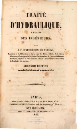 Traité d'hydraulique : à l'usage des ingénieurs