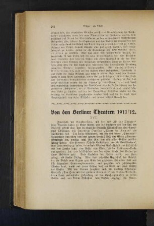 Von den Berliner Theatern 1911/12