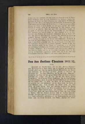 Von den Berliner Theatern 1911/12