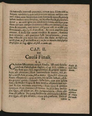 Cap. II. De Causa Finali.