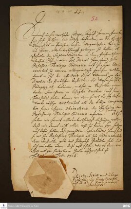 Gutachten der Theologischen Fakultät der Universität Halle an Friedrich Wilhelm I., König in Preußen.