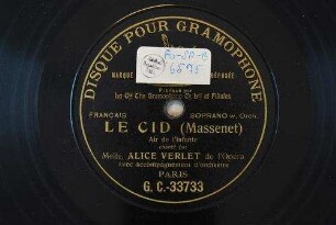 Le Cid : Air de l'Infante / (Massenet)