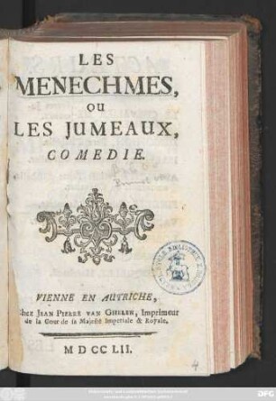 Les Menechmes, Ou Les Jumeaux : Comedie