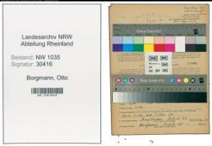 Entnazifizierung Otto Borgmann , geb. 03.08.1907 (Bergmann)