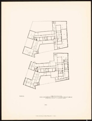 AEG-Hauptverwaltungsgebäude, Berlin: Grundrisse Erd- und II. Obergeschoss (aus: Alfred Messel, 1912)