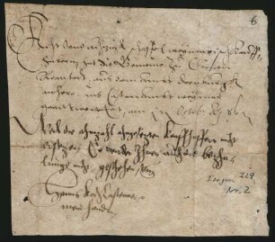 Quittung betr. die Lieferung von 88 Scheffeln Weinmaische aus dem Amt Dornburg ins Kastenamt Weimar, 1586, Okt.