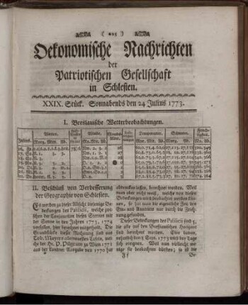 XXIX. Stück. Sonnabends den 24 Julius 1773.