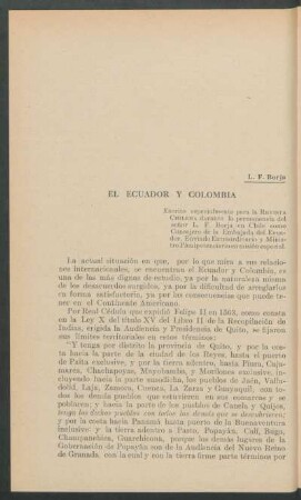 El Ecuador y Colombia